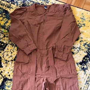 Old Navy mauve collarless belted jumpsuit